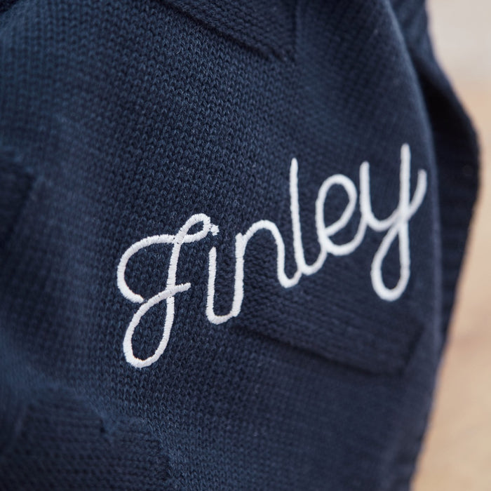 Personalised Navy Cloud Jacquard Blanket