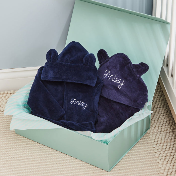 Personalised Navy Splash and Snuggle Gift Set