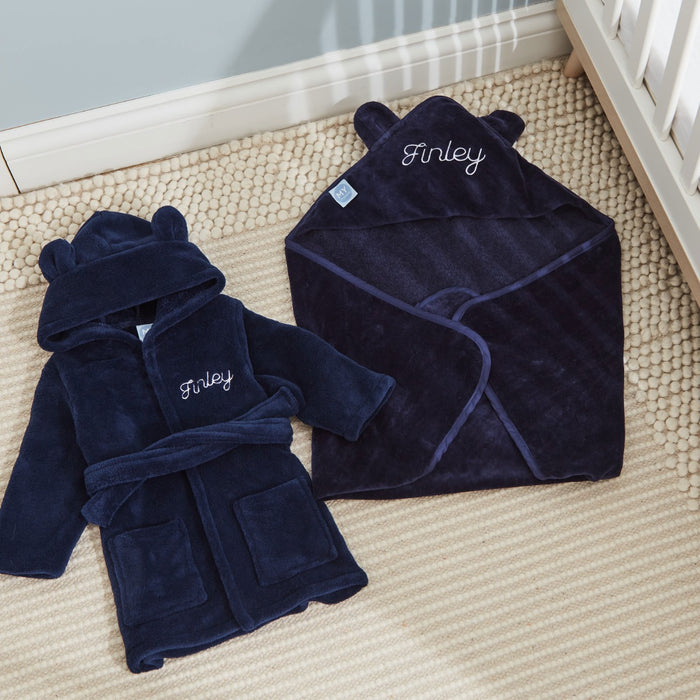 Personalised Navy Splash and Snuggle Gift Set
