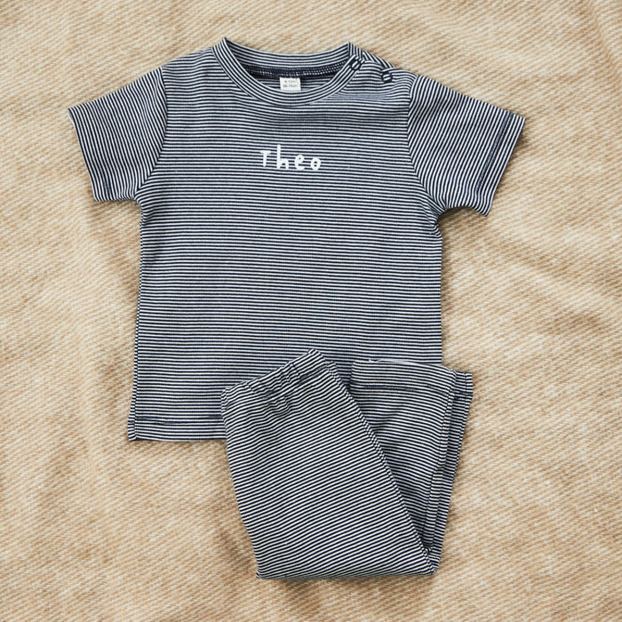 Personalised Navy Striped T-Shirt & Leggings Set