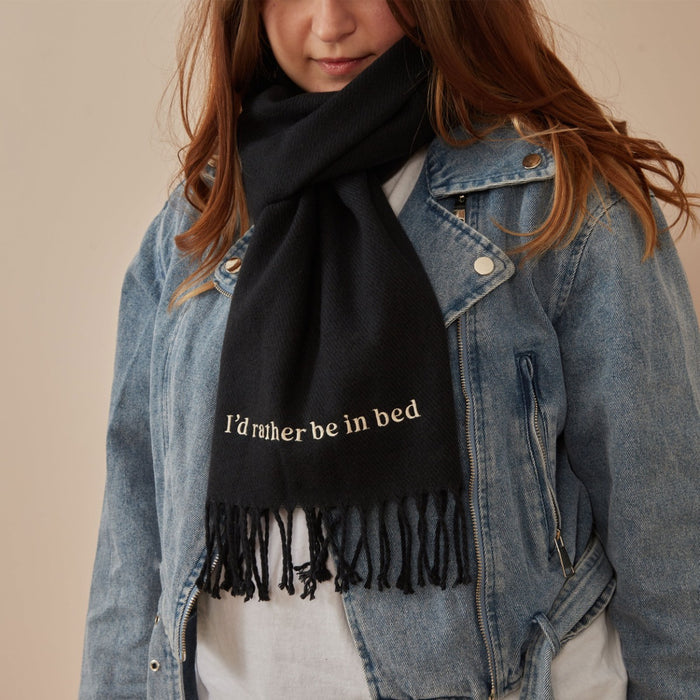 Personalised Navy tassled scarf with Customisable Slogan