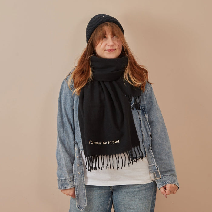 Personalised Navy tassled scarf with Customisable Slogan
