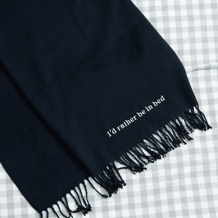 Personalised Navy tassled scarf with Customisable Slogan