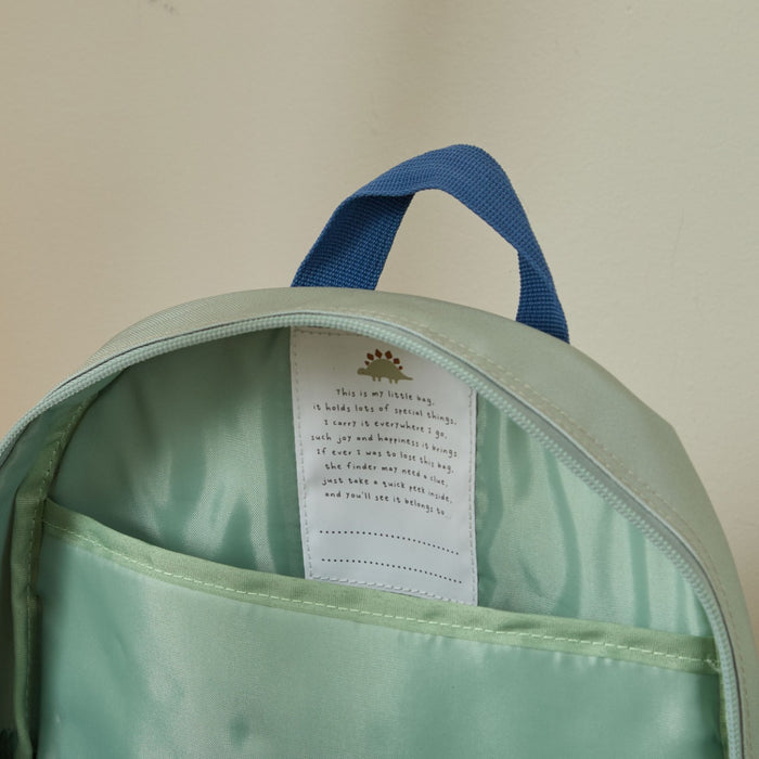 Personalised Neutral Dino Print Pocket Medium Backpack