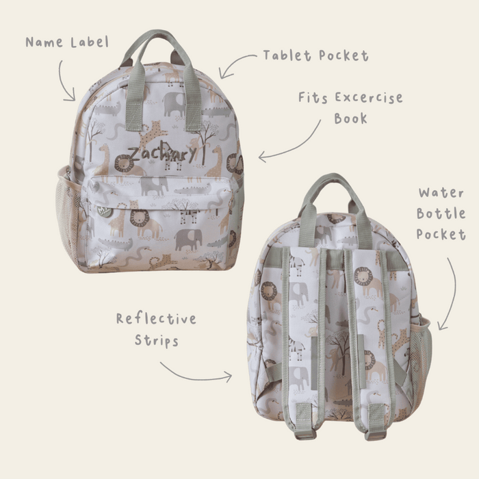 Personalised Neutral Safari Medium Backpack
