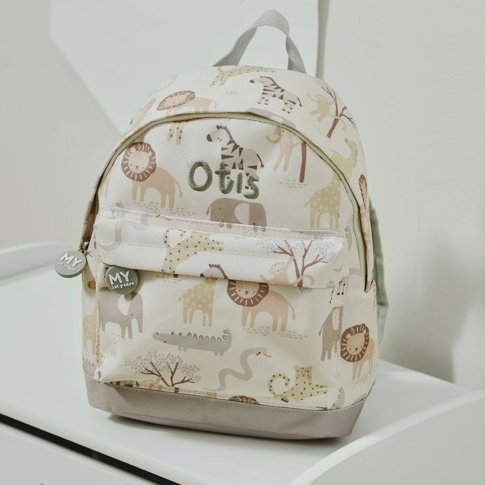 Personalised Neutral Safari Mini Backpack