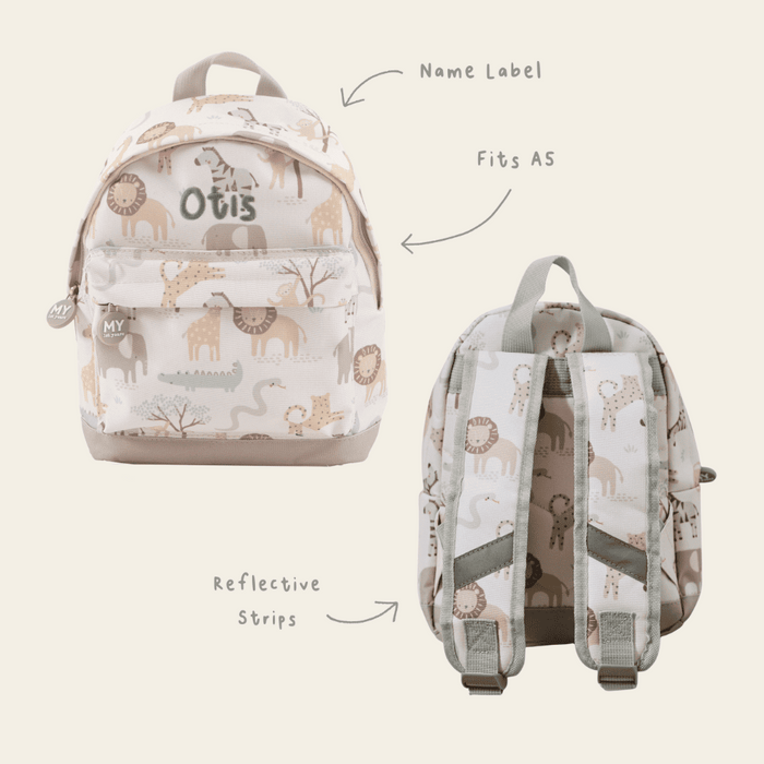Personalised Neutral Safari Mini Backpack