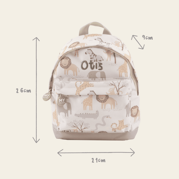 Personalised Neutral Safari Mini Backpack