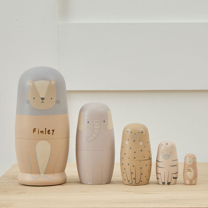 Personalised Neutral Safari Nesting Dolls FSC®