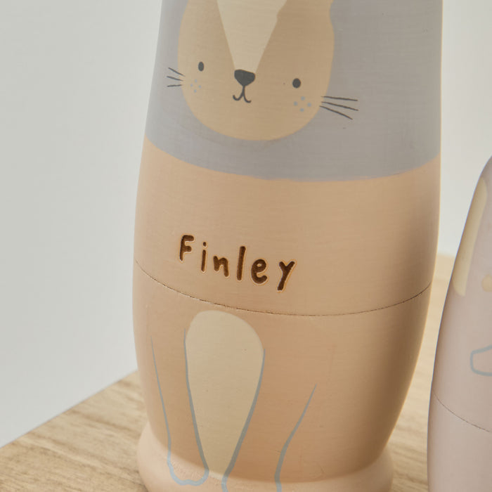 Personalised Neutral Safari Nesting Dolls FSC®