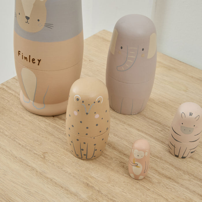 Personalised Neutral Safari Nesting Dolls FSC®