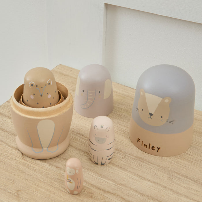 Personalised Neutral Safari Nesting Dolls FSC®