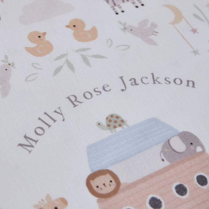 Personalised Noah's Ark Christening Baptism Jersey Blanket