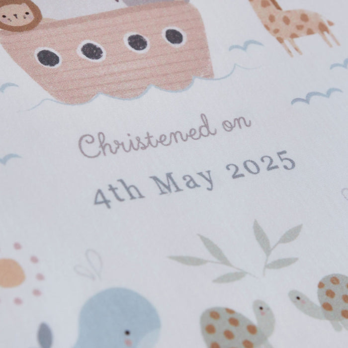 Personalised Noah's Ark Christening Baptism Jersey Blanket