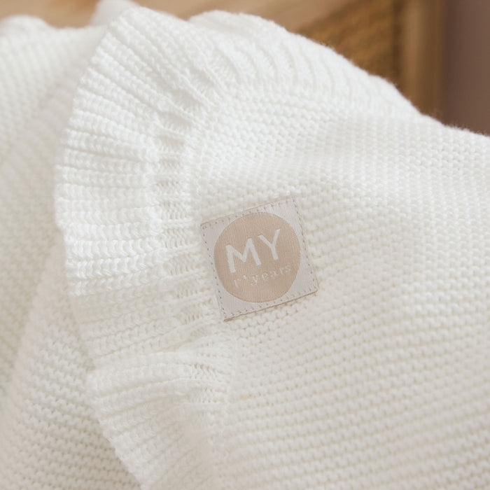Personalised Noah's Ark Christening Ivory Frill Blanket