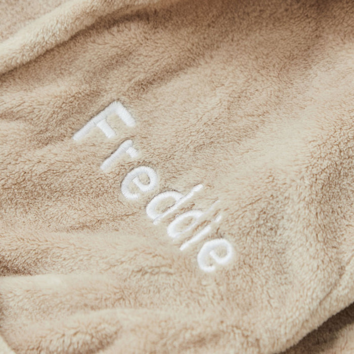 Personalised Oatmeal Cow Fleece Robe
