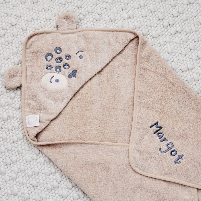 Personalised Oatmeal Leopard Small Hooded Towel