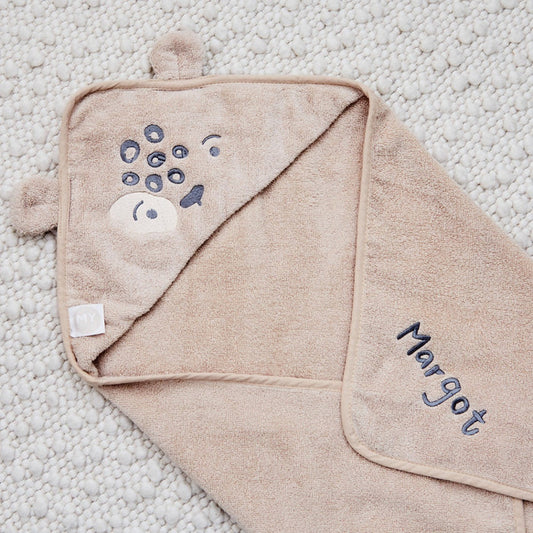 Personalised Oatmeal Leopard Small Hooded Towel
