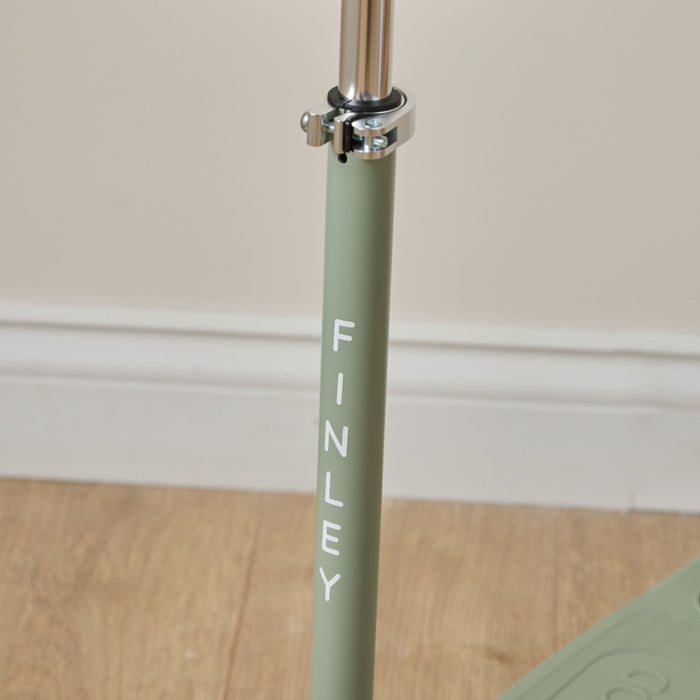 Personalised Olive Eco Banwood Three-Wheel Scooter and Helmet Set