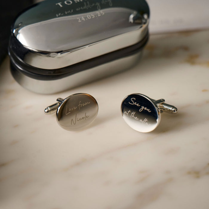 Personalised On The Day Engraved Wedding Cufflinks and Case
