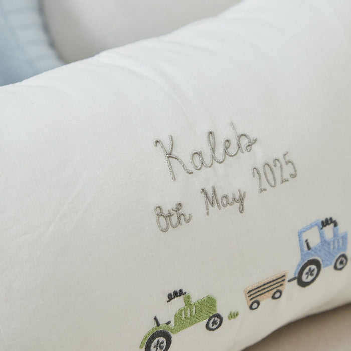 Personalised On The Farm Embroidered Linen Cushion