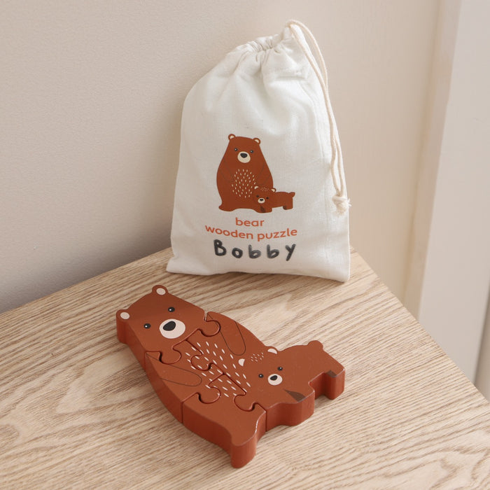 Personalised Orange Tree Toys Bear Wooden Puzzle