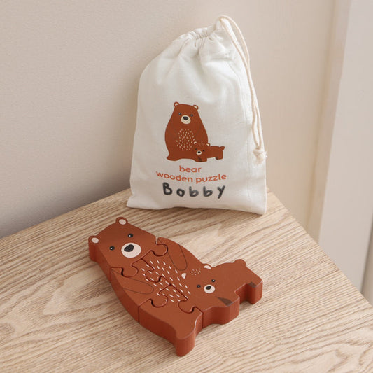 Personalised Orange Tree Toys Bear Wooden Puzzle