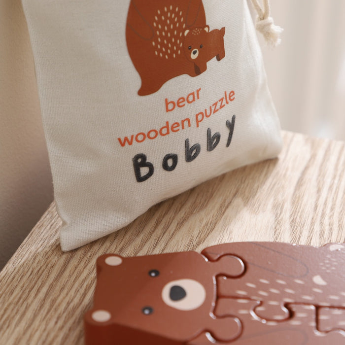 Personalised Orange Tree Toys Bear Wooden Puzzle