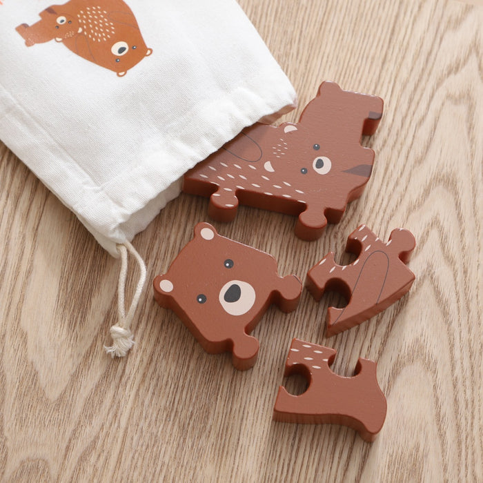 Personalised Orange Tree Toys Bear Wooden Puzzle