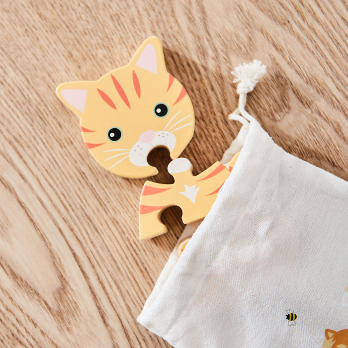 Personalised Orange Tree Toys Cat Wooden Puzzle