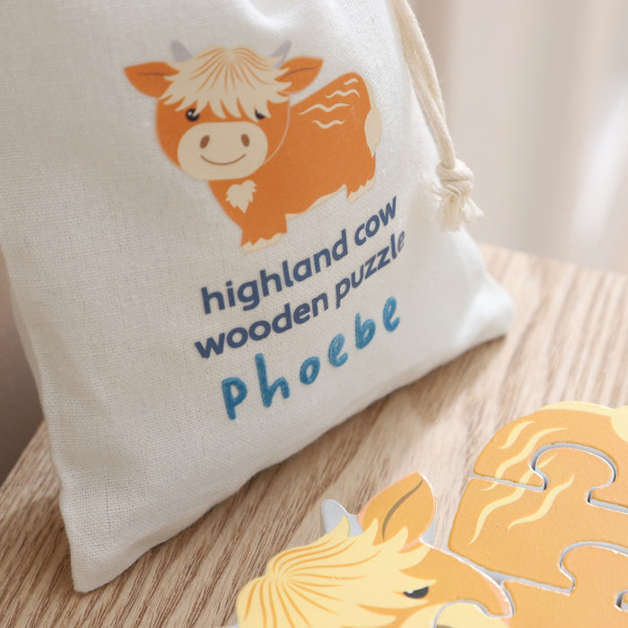Personalised Orange Tree Toys Cow Wooden Puzzle