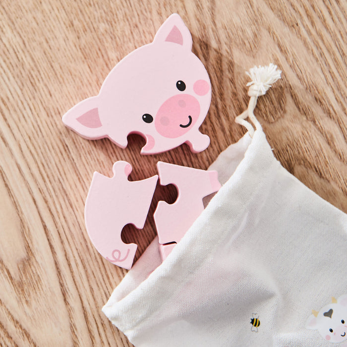 Personalised Orange Tree Toys Pig Wooden Puzzle