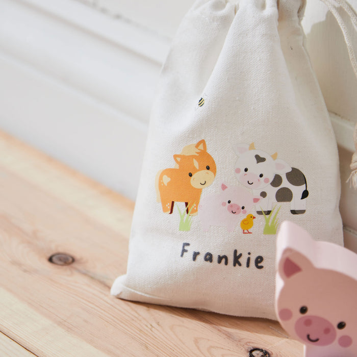 Personalised Orange Tree Toys Wooden Push-Along Pig Toy