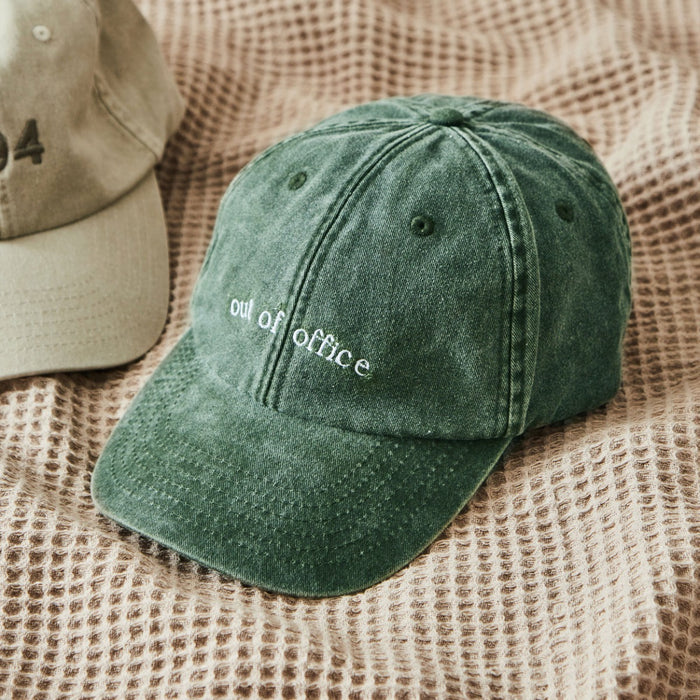 Personalised Out Of Office Cap in Forest Green by Made Yours