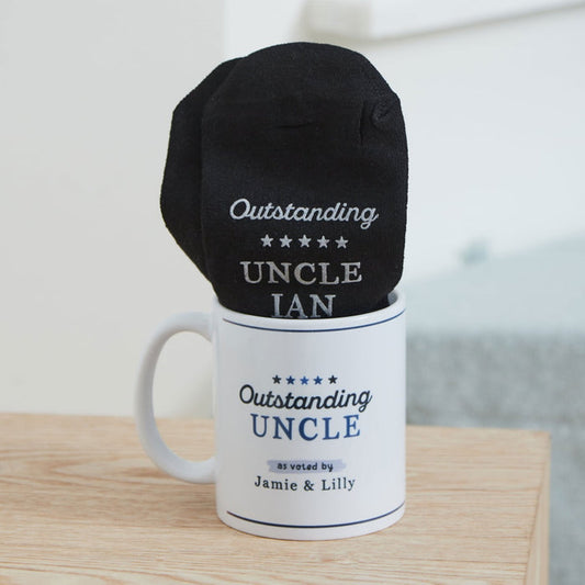 Personalised Outstanding Uncle Mug & Sock Gift Set