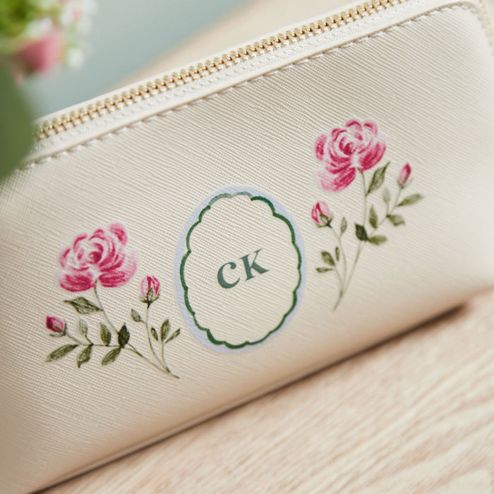 Personalised Oyster Birth flower Make Up Bag