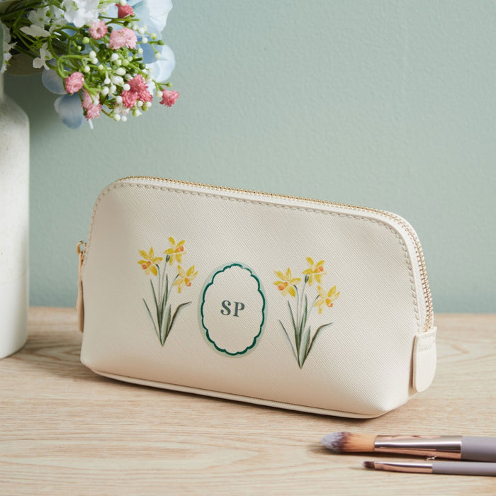 Personalised Oyster Birth flower Make Up Bag