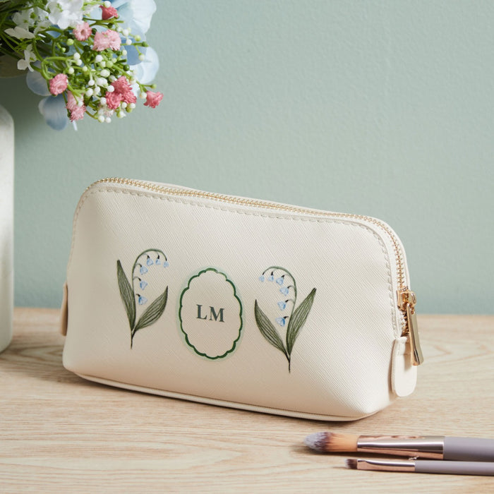 Personalised Oyster Birth flower Make Up Bag