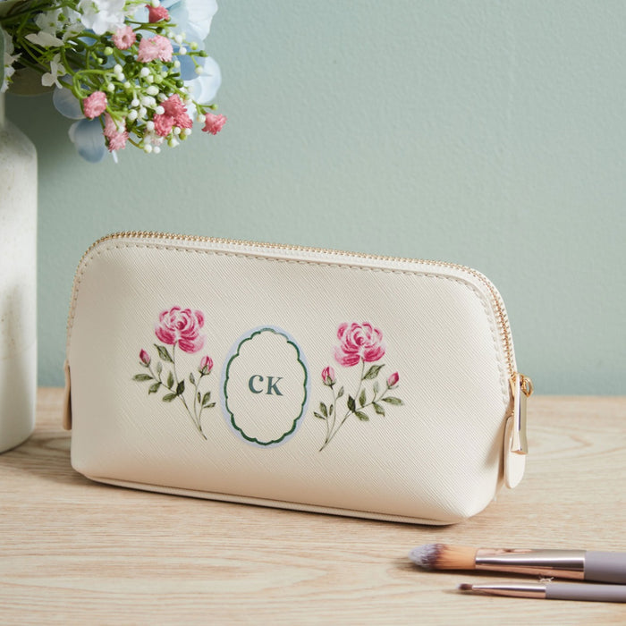 Personalised Oyster Birth flower Make Up Bag