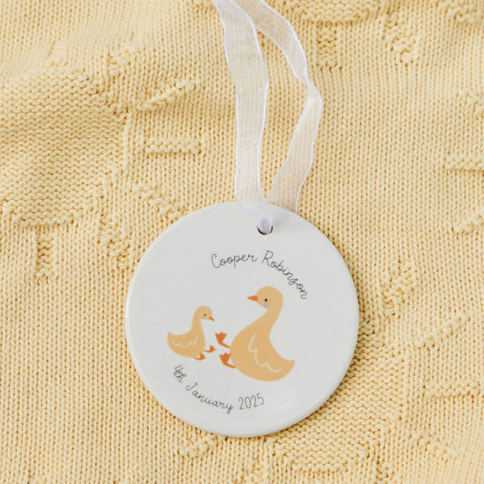 Personalised Parent and Baby Duck Ceramic Disk