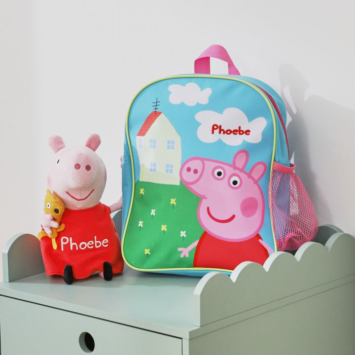 Personalised Peppa Pig Backpack and Soft Toy Set