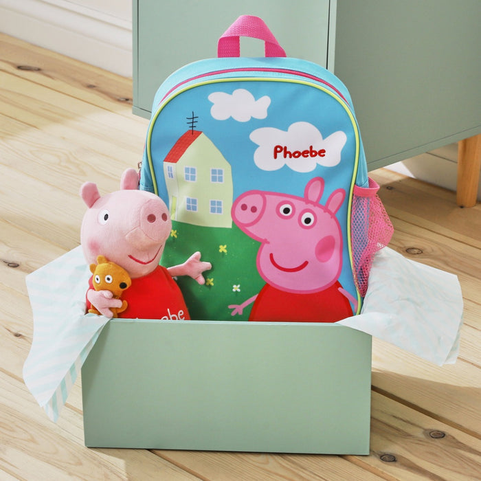 Personalised Peppa Pig Backpack and Soft Toy Set