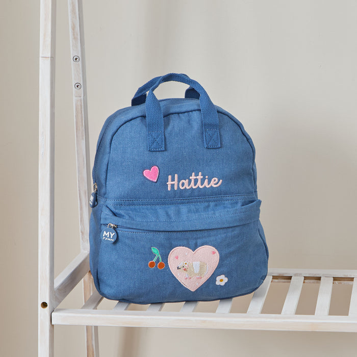 Personalised Pet Embroidered Denim Backpack