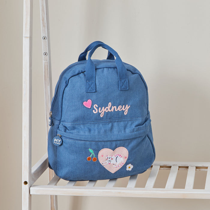 Personalised Pet Embroidered Denim Backpack