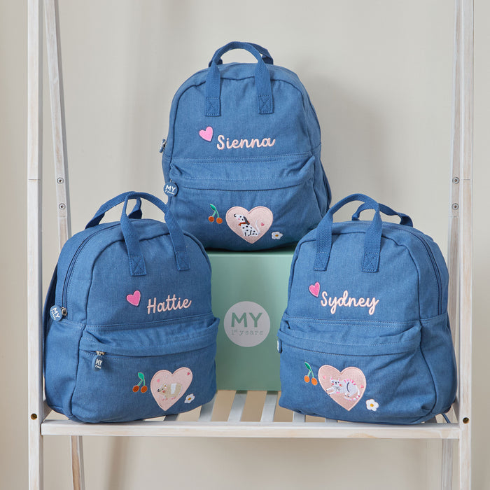 Personalised Pet Embroidered Denim Backpack