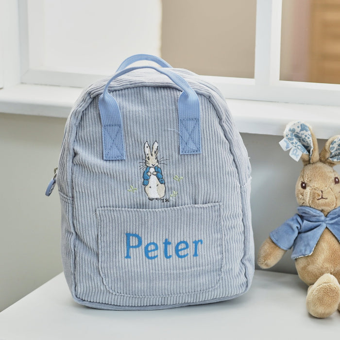 Personalised Peter Rabbit™ Blue Cord Mini Backpack