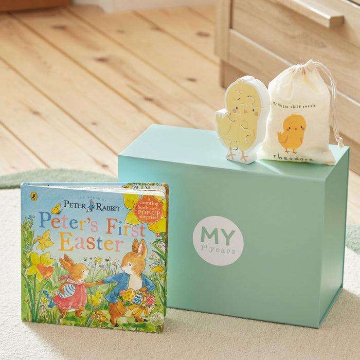 Personalised Peter Rabbit Book and Chick Puzzle Gift Set