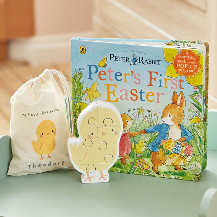 Personalised Peter Rabbit Book and Chick Puzzle Gift Set