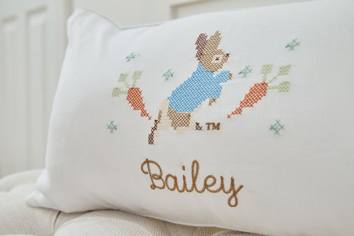 Personalised Peter Rabbit™ Cross Stitch Cushion
