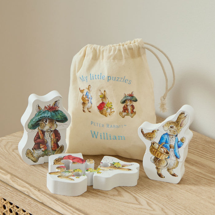 Personalised Peter Rabbit & Friends 3 Piece Wooden Puzzles FSC®
